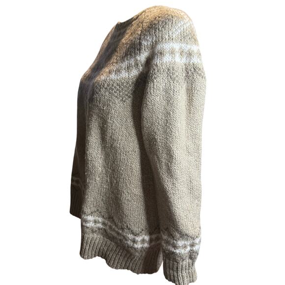J.Jill Fair Isle Sweater, Neutral Beige Wool Blend Knit Pullover, Women's Medium - Picture 3 of 6